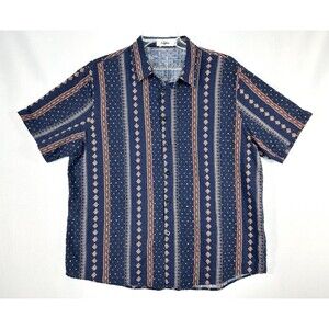 VATPAVE Men's XL Navy Floral Hawaiian Short Sleeve Button Down Beach Shirts